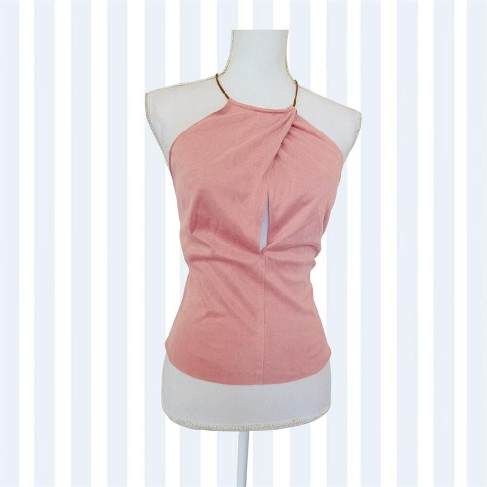 NWT MAX STUDIO FAUX SUEDE HALTER TOP